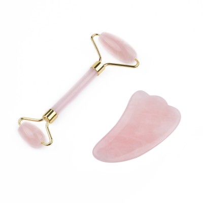 Pink Jade Roller Massager & Gua Sha Board Face Body Massager Scraping Tools board