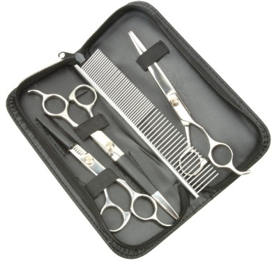 Professional Pet Dog Grooming Scissors Suit Stainless Steel Home Cutting Curved Thinning Shear Kit