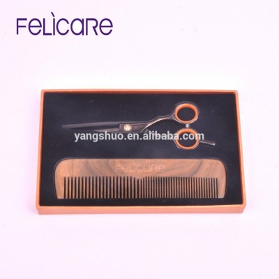 Private label Sandalwood beard scissors with comb