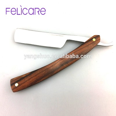 Natural color Wood and stainless steel Single blade straight safety razor