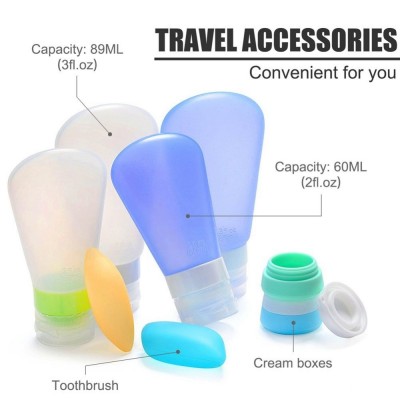 Portable 3-layer Leakproof Silicon Soft Travel Bottle Sets(8PCS) With Cosmetic Containers(10mL)